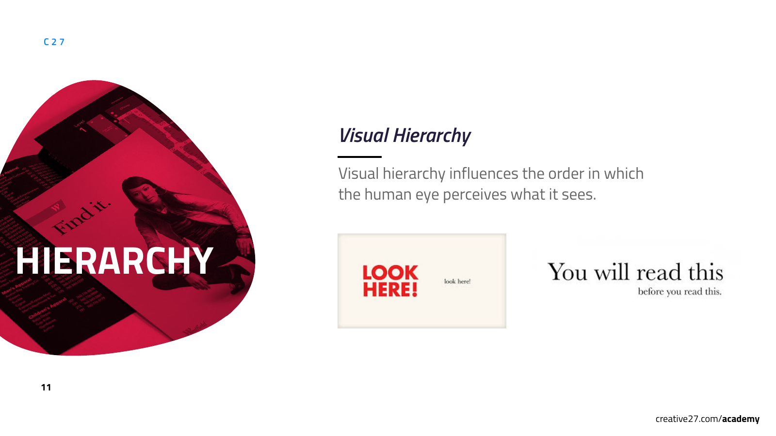 Hierarchy means the order of attention